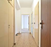 SEČOVSKÁ, 2-i tehlový byt, 56 m2, orientácia V a Z - OBKLOPENÝ ZELEŇOU - Chodba v 2-izbovom byte s dverami a podlahou s dreveným dekorom.