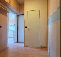 REZERVOVANÉ: NA PREDAJ -  1-izbový byt vo Veľkom Šariši - PREŠOV - Chodba v 1-izbovom byte s dreveným dekorom a vestavnými skriňami.