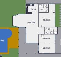 ÚTULNÁ 3 SPÁLŇOVÁ VILA S BAZÉNOM - EAST PATTAYA - Plán Vily v meste Pattaya s tromi spálňami, kuchyňou a bazénom.