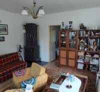 Hospodárska usadlosť s 3,6 hektárovým pozemkom na samote Nová Baňa - Obývacia izba s kachľami, drevenými skriňami a typickým rodinným domovým nábytkom.