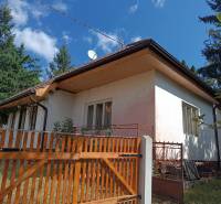 Hospodárska usadlosť s 3,6 hektárovým pozemkom na samote Nová Baňa - Tradičný rodinný dom s dreveným plotom uprostred krásnej prírody a oblohy plnej oblakov.