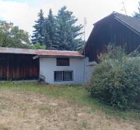 Hospodárska usadlosť s 3,6 hektárovým pozemkom na samote Nová Baňa - Rodinný dom obklopený zeleňou a stromami, s drevenými prvkami a kludným pozadím.