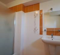 Rodinný dom, garáž a záhrada 1.400 m2, Hronské Kosihy (SM–847) - Kúpeľňa v rodinnom dome s umývadlom, sprchovým kútom a keramickými obkladmi.