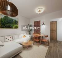 REZERVOVANÉ - Predaj, trojizbový byt Želiezovce, zre... - Obývačka v 3-izbovom byte s podlahou s dreveným dekorom a bielou sedačkou.