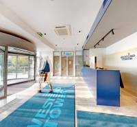 3D, prenájom kanc. Flexi od 14,4 m2, Westend Tower, Dúbravská cesta - Vstupná hala v kanceláriách s recepciou a moderným interiérom budovy v Bratislave.