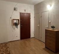 REZERVOVANÝ! Na predaj 2izbový byt v meste Senica - Predsieň 2-izbového bytu s podlahou s dreveným dekorom a drevenou komodou.