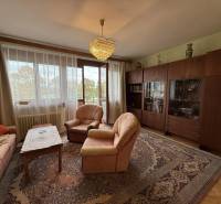 Novinka: Priestranný svetlý byt s balkónmi pri Kuchajde. Vajnorská - Obývacia izba v 3-izbovom byte s pohovkou, kreslami a skriňovou stenou.