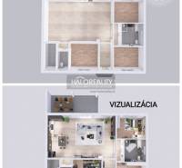Predaj, rodinný dom Závod - NOVOSTAVBA - EXKLUZÍVNE ... - Pôdorys a vizualizácia rodinného domu, znázorňujúce rozloženie miestností.