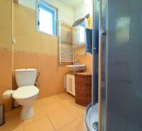 Na predaj: Rodinný dom v meste Levice - Kúpeľňa v rodinnom dome s toaletou, sprchovým kútom a oknom.