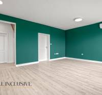 NA PRENÁJOM 2x 2-IZBOVÉ BYTY S TERASOU,DUNAJSKÁ STREDA - Izba s podlahou s dreveným dekorom, zelenými stenami a klimatizáciou, 2-izbový byt.