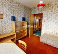 Predaj, trojizbový byt Liptovský Peter - EXKLUZÍVNE ... - Interiér 3-izbového bytu s retro tapetami, nábytkom a červenou lampou.