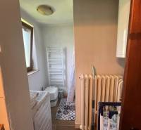 !! NOVÁ CENA !! predaj romantickej chalúpky v Šípkove  - Malá kúpeľňa s práčkou, radiátorom a toaletou, vhodná pre chatu.