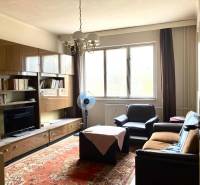 3-izbový byt s loggiou v širšom centre, Komárno - Obývačka v 3-izbovom byte s nábytkom, koberec a veľké okno.