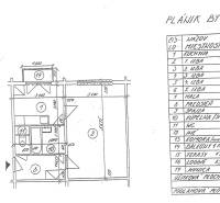 BA/RUŽINOV-Prenájom 1i bytu s balkónom a pivnicou v skvelej lokalite - Pôdorys 1-izbového bytu s kuchyňou, kúpeľňou a balkónom, celková plocha 36,52 m².