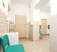 Na predaj ambulancia 101m2, Bratislavská ul. - Žilina - Čakáreň v kanceláriách s tyrkysovými stoličkami a svetlými stenami.