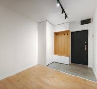 Prenájom úplne nového 2 izb. bytu - skvelá poloha a komfortné bývanie. - Vstupná chodba s podlahou s dreveným dekorom a zabudovaným nábytkom v 2-izbovom byte.