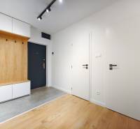 Prenájom úplne nového 2 izb. bytu - skvelá poloha a komfortné bývanie. - Vstupná hala 2-izbového bytu s podlahou s dreveným dekorom a úložným priestorom.