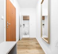 TOP lokalita na začiatku Petržalky, DVE VEŽE, Bosákova ul. - Vstupná chodba s podlahou s dreveným dekorom a pohľadom na toaletu v 2-izbovom byte.