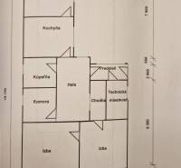 Dom s garážou na peknom rovinatom pozemku so šírkou 24m. - Pôdorys rodinného domu v Čiernej Vode s priestrannými izbami a technickou miestnosťou.