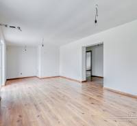 3-izbový moderne zrekonštruovaný rodinný dom v obci Jaslovské Bohunice - Priestranná miestnosť s podlahou s dreveným dekorom v rodinnom dome.