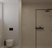 NOVÝ 2 - IZB. BYT (63m2), SENICA - SADOVÁ - Kúpeľňa v 2-izbovom byte s toaletou, sprchou a neutrálnymi obkladmi.