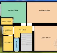 Rodinný dom, Kamienka, okr. Stará Ľubovňa - Pôdorys rodinného domu s rozlohou miestností vrátane kuchyne, obývačky, spálne a WC.