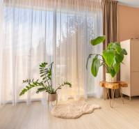 Moderný rodinný dom s bazénom v Trnave!!! - V Rodinnom dome je izba s podlahou s dreveným dekorom, kvetmi a skrinkou.