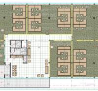 Kancelárie vo vysokom štandarde v centre Žiliny - Pôdorys kancelárií s rozložením pracovných miest a oddychovej zóny.