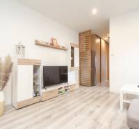 Veľký 6i RD, SUPER ivestičná príležitosť, Tr. Teplá - Obývačka s televízorom, drevenou podlahou a dekoráciami v Rodinnom dome na ulici M. R. Štefánika.