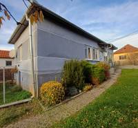 Pekný rodinný dom v obci Dlhá Ves. - Rodinný dom v Dlhej Vsi, záhrada s kríkmi, dlažba vedúca k vchodu.