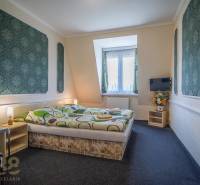 Predaj nehnuteľnosti v mestskej časti Poprad-Veľká - Izba s manželskou posteľou, kobercovou podlahou, televízorom, stoličkou a dekoráciami v Hoteloch a penziónoch.