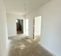 PREDAJ - 4 izbový holodom s veľkou garážou , Lužianky, Smreková ulica - Chodba s bielymi stenami v rodinnom dome, pred rekonštrukciou, s pohľadom na ďalšiu miestnosť.