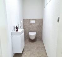 PREDAJ - 3 izbový dom v centre mesta, Nitra - Kúpeľňa s toaletou a umývadlom v rodinnom dome, podlaha s dlažbou.