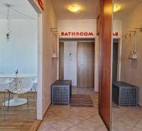 PRENÁJOM zariadený 3-izb byt, Pribišova, Bratislava - Chodba 3-izbového bytu so vstavanými skriňami a podlahou s dreveným dekorom.