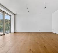 PREDAJ - LIGET Nový 2 izbový apartmán pri Sade Janka Kráľa, Petržalka - Priestranná izba so svetlým drevom a veľkými oknami v 2-izbovom byte.