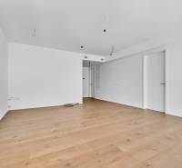 PREDAJ - LIGET Nový 2 izbový apartmán pri Sade Janka Kráľa, Petržalka - Prázdna izba s drevenou podlahou a bielymi stenami v 2-izbovom byte.