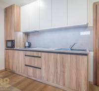 Lukratívne dvoj a štvorizbové byty v Tatranskej Lomnici na prenájom - Kuchynská linka s dreveným dekorom, vstavané spotrebiče a podlaha s dreveným dekorom v 2-izbovom byte.