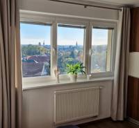 Novinka: Moderný  4-izb. mezonetový byt s balkónom a terasou. Muškát - Izba s podlahou s dreveným dekorom, oknom a skriňou v 4-izbovom byte.