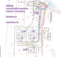 Novinka: Ponuka pre investorov: 4 stavebné pozemky s úz.rozhodnutím. - Plán pozemkov v Budmericiach pre štyri rodinné domy na predaj.