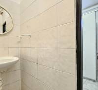 VIACÚČELOVÁ BUDOVA - OBJEKT KOLKÁREŇ - TURČIANSKA, BRATISLAVA - Kúpeľňa s umývadlom a toaletou, dlažba na stenách a podlahe, zrkadlo nad umývadlom.