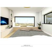 NA PREDAJ 5i rekreačný RD | Pekná cesta | Lesopark Rača  - Spálňa v rodinnom dome s veľkým oknom, posteľou a televízorom na stene.