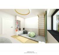 NA PREDAJ 5i rekreačný RD | Pekná cesta | Lesopark Rača  - Detská izba v rodinnom dome s podlahou s dreveným dekorom.