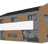 PREDAJ 5i rekreačný RD | Pekná cesta | Lesopark Rača  - Rodinný dom na Peknej ceste v Bratislave - Rači, s dreveným obkladom a veľkými oknami.