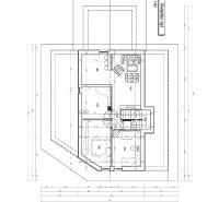 ZNÍŽENÁ cena - viacgeneračný  rodinný dom v Borinke  - Architektonický pôdorys bytu na ulici Borinka s detailmi dispozície rodinného domu.