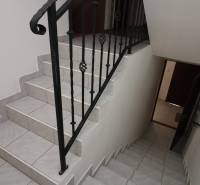 ZNÍŽENÁ cena - viacgeneračný  rodinný dom v Borinke  - Schodisko s kovovým zábradlím vedie do chodby v rodinnom dome na ulici.