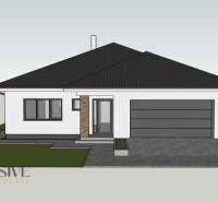 PREDPREDAJ | 4-IZBOVÝ RODINNÝ DOM V OBCI BAJČ - Vizualizácia rodinného domu v Bajči s garážou a vstupom na spevnenú plochu.