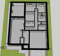 PREDPREDAJ | 4-IZBOVÝ RODINNÝ DOM V OBCI BAJČ - Pôdorys rodinného domu v Bajči s rozmiestnením miestností a dvoma oknami.