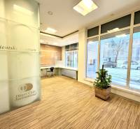 Obchodno- kancelársky priestor s výkladom na Nám. slobody - Interiér klientského centra na ulici Námestie slobody, presklené kancelárie, drevená podlaha.