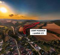 Rokycany – 38.000 m2 LESNÝ POZEMOK v podiele 1/1 - Pohľad na poľnohospodárske a lesné pozemky pri západe slnka v okolí Rokycian.