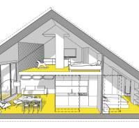 OPAL - NOVÝ a KOMPLETNE ZARIADENÝ 2,5-izbový byt s LODŽIOU a PARKOVANÍ - Návrh mezonetového 2-izbového bytu s podlahou s dreveným dekorom a moderným vybavením.